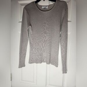 Rena Rowan for Seville S 100% SILK Fossil Longsleeves Ribbed Women’s Sweater